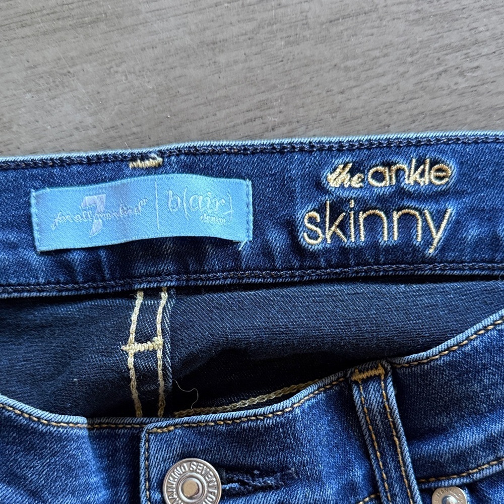 7 For All Mankind Dark Blue Skinny Jeans - Picture 2 of 6